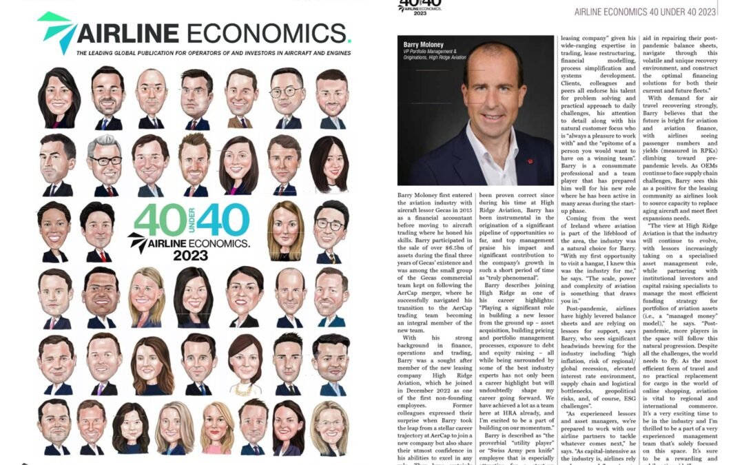 Barry Moloney joins Airline Economics’ 40 Under 40 Class of 2023